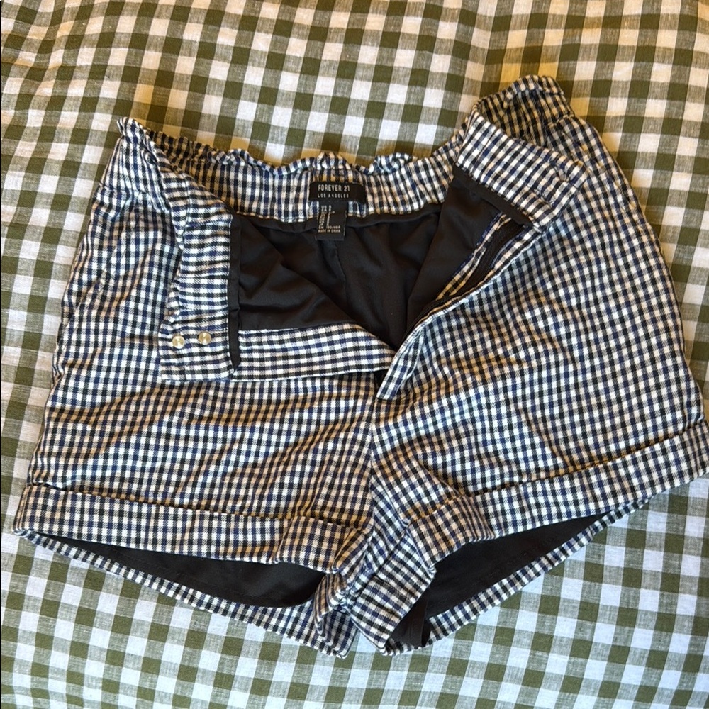 Forever 21 Black, Navy and White Checkered Women's Shorts